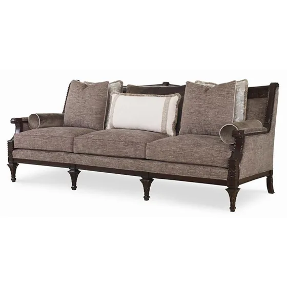 Conrad Sofa WHITE FINISHM GREY FABRIC