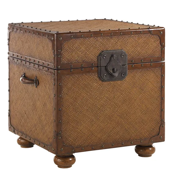 East Cove Trunk Storage End Table in- Woven & Leather