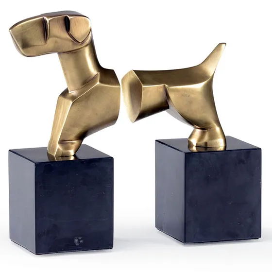 brass stylized dog sculpture wildwood
