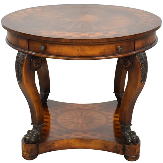 wooden round table theodore-alexander