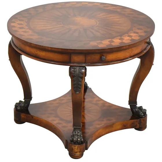 wooden round table theodore alexander