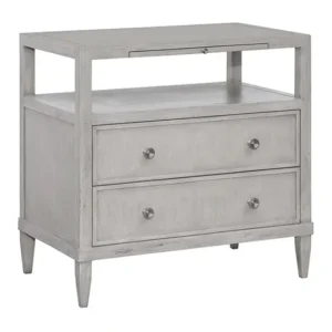 hickory white bedside table in grey breeze finish