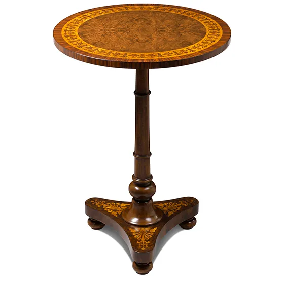 Marquetry Burl Walnut Occassional Table
