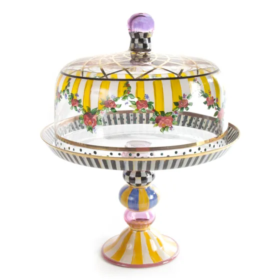 Striped Awning Cake Dome & Stand Set