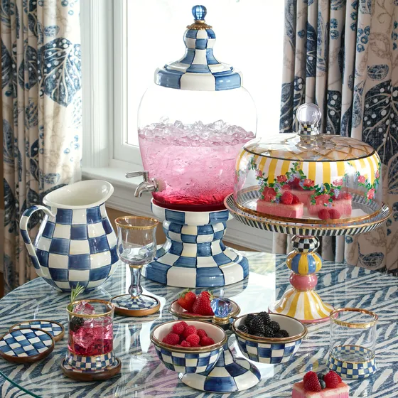Striped Awning Cake Dome & Stand Set.