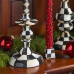 Courtly-Check Enamel Candlestick – Small