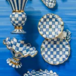 Royal Check Fluted Dessert Plate-