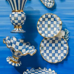 Royal Check Fluted Dessert Plate-